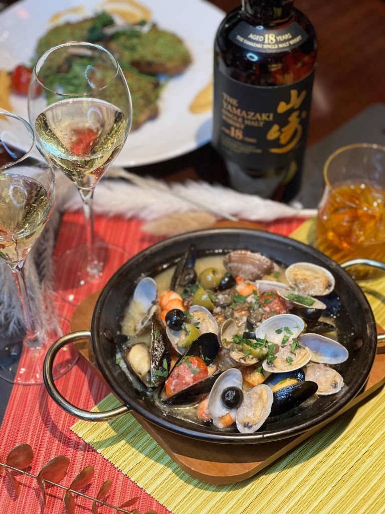 Seafood Paella & Yamazaki
